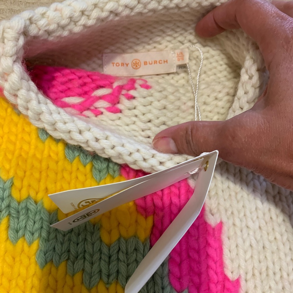 ⛔️SOLD⛔️Auth.TORY BURCH 100% eco wool handknit sweater - Picture 7 of 14